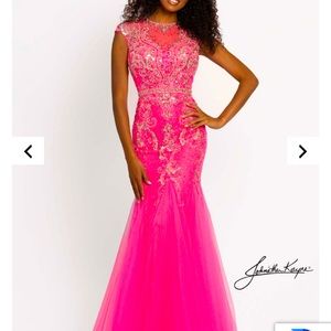 Johnathan Kayne, NWT, Gorgeous Neon Pink Mermaid Gown, size 00
